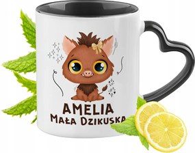 Fekete bögre szív alakú füllel Amelia számára Ideális Ajándék