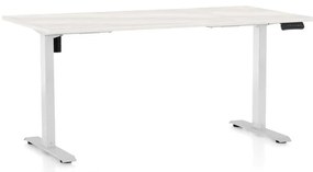OfficeTech B állítható magasságú asztal, 160 x 80 cm, fehér alap, fehér kőris