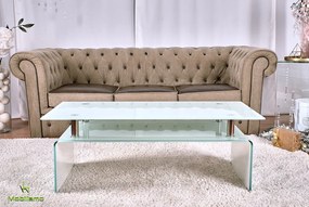 Jasmin Dohányzóasztal Zöldes-Fehér Árnyalatban Edzett Üvegből. 110 x 55 x 40 cm.
