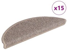 15 db sötétbézs öntapadó lépcsőszőnyeg 56x17x3 cm
