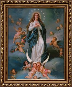 Vászonkép 29x24 Szeplőtelen Mária Arany Díszített Keret