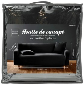 Fekete háromszemélyes gumis kanapé huzat Mila – douceur d'intérieur
