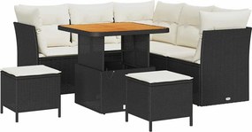 vidaXL Kerti Kanapé Szett 8 pcs Fekete polirattan