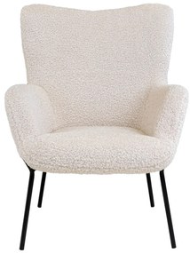 Glasgow fotel, mesterséges báránybőr, fehér fekete lábakkal