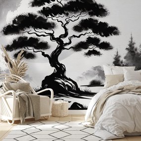 Fotótapéta - Fekete-fehér bonsai (147x102 cm)