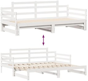 fehér kihúzható heverő fiókokkal matrac nélkül 80 x 200 cm