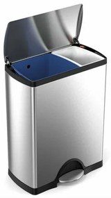Simplehuman Téglalap alakú pedálos szemetesszelektív hulladékgyűjtő 46 l, acél