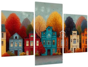 Kép - Festett őszi város (90x60 cm)