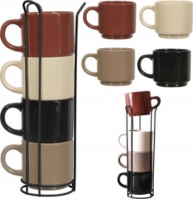 4 db-os bögre szett Állvány Szett Mugsy 220ml kerámia Ajándék teás kávé