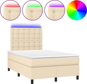 vidaXL krémszínű szövet rugós és LED-es ágy matraccal 120 x 200 cm