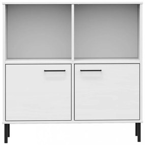 OSLO fehér tömör fa könyvszekrény fém lábakkal 90x35x90,5 cm