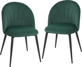 HOMCOM 2 db sötétzöld bársony étkezőszék — párnázott, karfa nélküli, acél lábakkal | Aosom