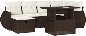 vidaXL 7 részes barna polyrattan kerti ülőgarnitúra párnákkal