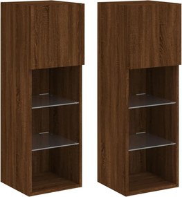 vidaXL 2 db barna tölgy színű TV-szekrény LED-ekkel 30,5 x 30 x 90 cm