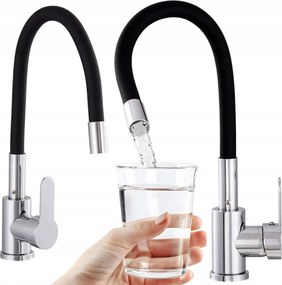 Konyhai Csaptelep Fekete Flexibilis Kifolyócső 360°