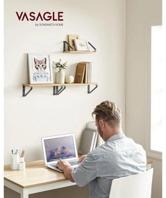 Fali polc, lebegő polc, 3 darabos készlet, tölgy-fekete