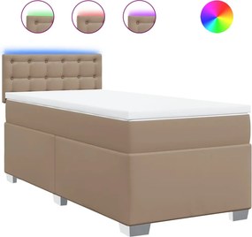 vidaXL cappuccino színű műbőr rugós ágy matraccal 90 x 200 cm