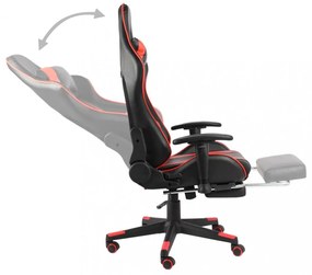 piros PVC forgó gamer szék lábtartóval