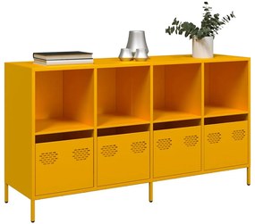 mustársárga hidegen hengerelt acél tálalószekrény 135x39x73,5cm