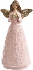 Angyal szívvel 15cm Rózsaszín