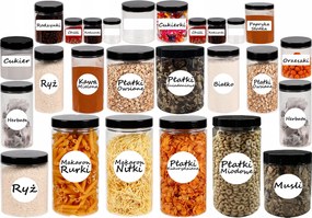 Ételtároló edények befőttes üveg konyhai szett 26 db címkék