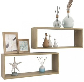 2 db sonoma tölgy szerelt fa négyszögű fali polc 60x15x23 cm