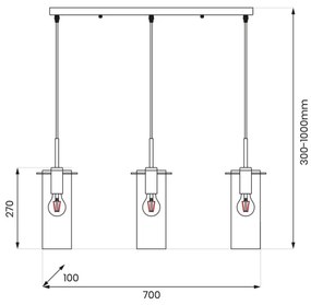 Csillár zsinóron PADOVA 3xE27/15W/230V fekete
