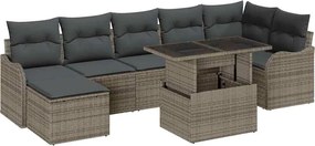 vidaXL Kerti Kanapé Szett párnával 8 pcs Szürke Poly Rattan