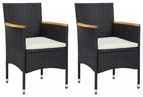 2 db fekete kerti polyrattan étkezőszék