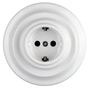 Bohemia-Design - porcelán retro fali dugalj kerettel SCHUKO 250V/16A fehér