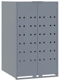 szürke acél kerekes tároló 6 szemeteskukához 414 x 79 x 117 cm