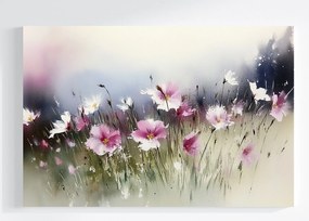 Vászonkép Canvas Akvarell Természet Kert Virágágyás Rózsaszín Virágok 60x40