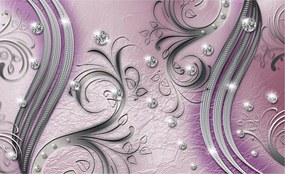 Fotótapéta Ezüst csíkok és kristályok sötét vinil alapon 208x146 +ragasztó