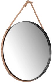 Tutumi Tutumi, kerek tükör 60 cm fekete keretben kötélen MSJ-60B, fekete-barna, HOM-09804