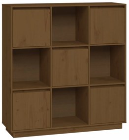 mézbarna tömör fenyőfa magasszekrény 110,5x35x117 cm