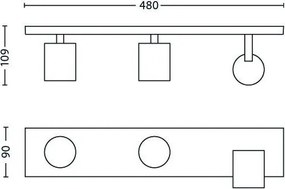 Philips 53093/48/12 - LED RGBW dimmelhető spotlámpa RUNNER 3xGU10/6W/230V króm+távirányító
