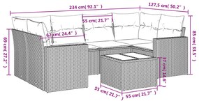 7 részes bézs polyrattan kerti ülőgarnitúra párnákkal