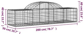 30 db íves horganyzott vas gabion kosár 200x50x40/60 cm