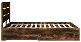 vidaXL Ágykeret fiókkal fejtámlával Füstölt tölgy 150 x 200 cm Faanyag