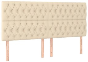 krémszínű szövet LED-es fejtámla 180x7x118/128 cm