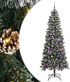 vidaXL Mű karácsonyfa 300 LED-del Zöld 180 cm PVC és Műanyag és Acél