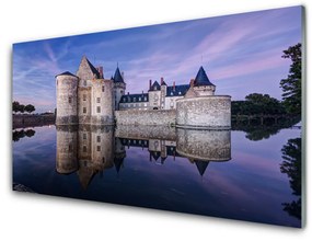 Üvegkép Castle Víz Építészet 100x50 cm 2 fogas