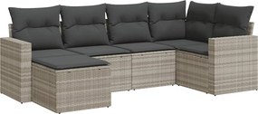 vidaXL 6 részes világosszürke polyrattan kerti ülőgarnitúra párnákkal