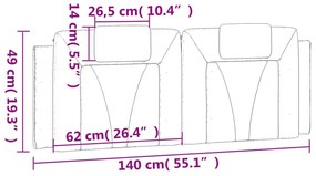 fekete műbőr fejtámla párna 140 cm