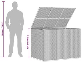 szürke polyrattan kerti párnatartó doboz 145 x 100 x 103 cm