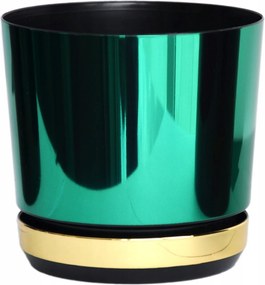 16 cm-es virágtartó Duo kétszínű Zöld állvány Arany fényes csillogó