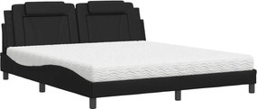 vidaXL fekete műbőr ágy Viana matraccal 180 x 200 cm