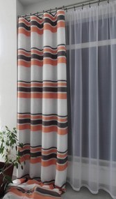 Mg Tk függöny csíkos Kiss ecru narancs 300cm pol