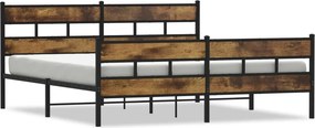 vidaXL füstös tölgy színű fém ágykeret matrac nélkül 180 x 200 cm