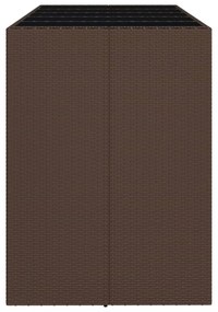 barna polyrattan kerti asztal üveglappal 185 x 80 x 110 cm